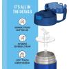 THERMOS FUNTAINER 12 Ounce Stainless Steel Vacuum Insulated Kids Straw Bottle, Blue(Navy)