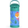 THERMOS FUNTAINER 12 Ounce Stainless Steel Vacuum Insulated Kids Straw Bottle, Blue(Penguin)