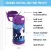 THERMOS FUNTAINER 12 Ounce Stainless Steel Vacuum Insulated Kids Straw Bottle, Blue(Space Unicorn)