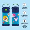 THERMOS FUNTAINER Water Bottle with Straw – 12 Ounce – Kids Stainless Steel Vacuum Insulated Water Bottle with Lid, Bluey(Baby Shark)