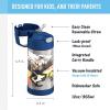 THERMOS FUNTAINER Water Bottle with Straw – 12 Ounce – Kids Stainless Steel Vacuum Insulated Water Bottle with Lid, Bluey(Jurassic World)
