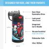 THERMOS FUNTAINER Water Bottle with Straw – 12 Ounce – Kids Stainless Steel Vacuum Insulated Water Bottle with Lid, Bluey(Spider-Man)