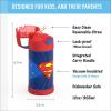 THERMOS FUNTAINER Water Bottle with Straw – 12 Ounce – Kids Stainless Steel Vacuum Insulated Water Bottle with Lid, Bluey(Superman)