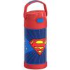 THERMOS FUNTAINER Water Bottle with Straw – 12 Ounce – Kids Stainless Steel Vacuum Insulated Water Bottle with Lid, Bluey(Superman)