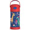 THERMOS FUNTAINER 12 Ounce Stainless Steel Vacuum Insulated Kids Straw Bottle, Blue(Animal Presents)
