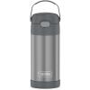 THERMOS FUNTAINER 12 Ounce Stainless Steel Vacuum Insulated Kids Straw Bottle, Blue(Gray)