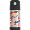 THERMOS FUNTAINER 12 Ounce Stainless Steel Vacuum Insulated Kids Straw Bottle, Blue(Hot Rods)