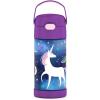 THERMOS FUNTAINER 12 Ounce Stainless Steel Vacuum Insulated Kids Straw Bottle, Blue(Space Unicorn)