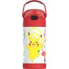 THERMOS FUNTAINER Water Bottle with Straw – 12 Ounce – Kids Stainless Steel Vacuum Insulated Water Bottle with Lid, Bluey(Pokémon)