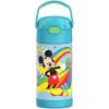 THERMOS FUNTAINER Water Bottle with Straw – 12 Ounce – Kids Stainless Steel Vacuum Insulated Water Bottle with Lid, Bluey(Preschool Mickey)