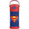 THERMOS FUNTAINER Water Bottle with Straw – 12 Ounce – Kids Stainless Steel Vacuum Insulated Water Bottle with Lid, Bluey(Superman)