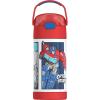 THERMOS FUNTAINER Water Bottle with Straw – 12 Ounce – Kids Stainless Steel Vacuum Insulated Water Bottle with Lid, Bluey(Transformers)