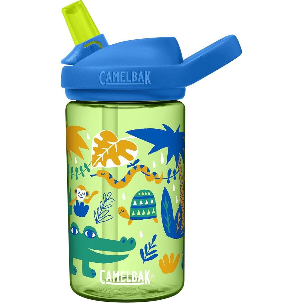 imageCamelBak Eddy Kids Bite Valve Straw Tritan Renew Water BottleJungle Animals Green