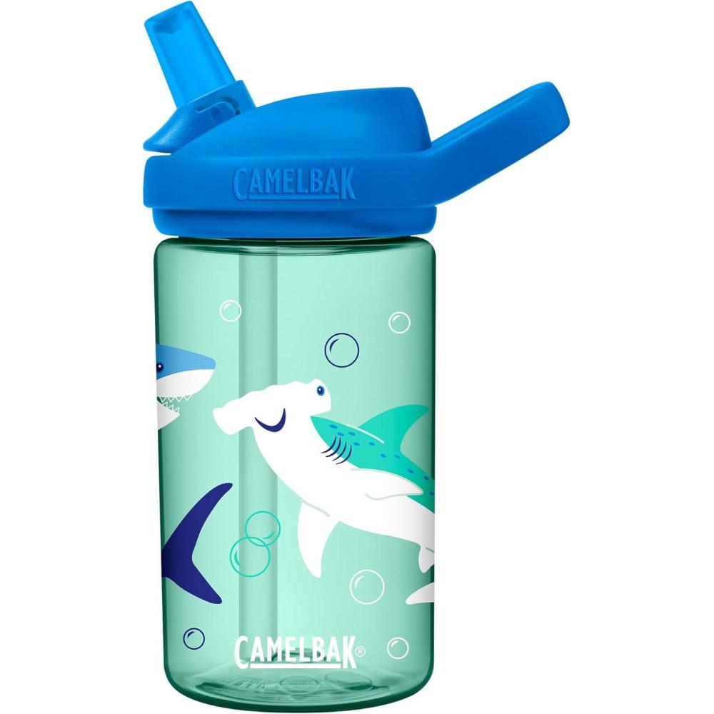 imageCamelBak Eddy Kids Bite Valve Straw Tritan Renew Water BottleSharks  Bubbles