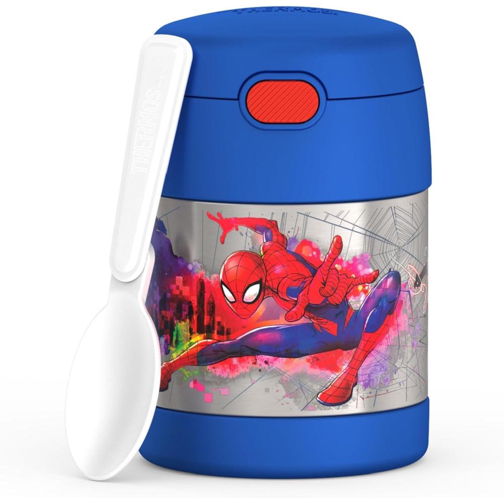 imageTHERMOS FUNTAINER Insulated Food Jar 10 Ounce Kid Friendly Food Jar with Foldable Spoon PinkSpiderMan