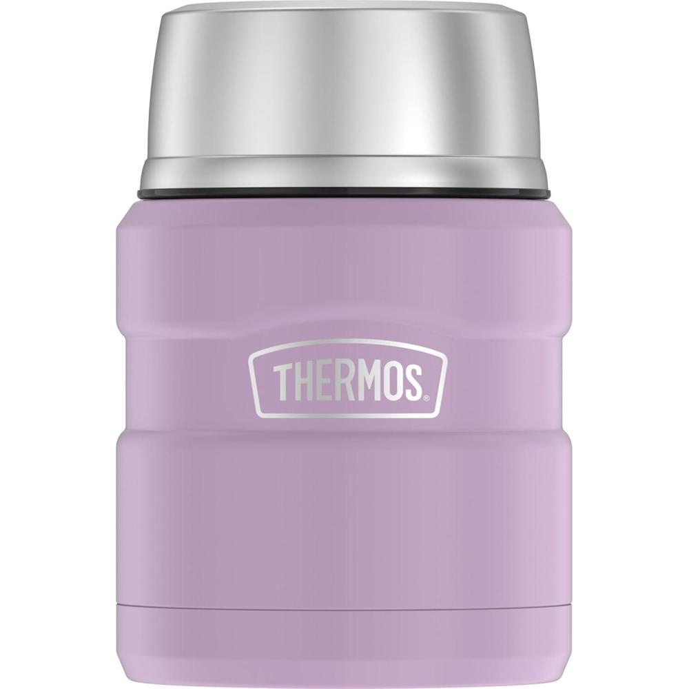 imageTHERMOS Stainless King VacuumInsulated Food Jar with Spoon 16 Ounce Midnight BlueMatte Lavender