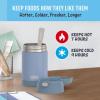 THERMOS FUNTAINER Insulated Food Jar, 16 Ounce, Kid Friendly Food Jar with Foldable Spoon, Matte Black(Denim Blue)