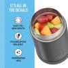 THERMOS FUNTAINER Insulated Food Jar, 16 Ounce, Kid Friendly Food Jar with Foldable Spoon, Matte Black(Matte Black)