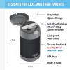 THERMOS FUNTAINER Insulated Food Jar, 16 Ounce, Kid Friendly Food Jar with Foldable Spoon, Matte Black(Matte Charcoal)