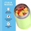 THERMOS FUNTAINER Insulated Food Jar, 16 Ounce, Kid Friendly Food Jar with Foldable Spoon, Matte Black(Neon Lime)
