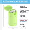 THERMOS FUNTAINER Insulated Food Jar, 16 Ounce, Kid Friendly Food Jar with Foldable Spoon, Matte Black(Neon Lime)