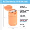 THERMOS FUNTAINER Insulated Food Jar, 16 Ounce, Kid Friendly Food Jar with Foldable Spoon, Matte Black(Neon Orange)