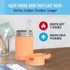 THERMOS FUNTAINER Insulated Food Jar, 16 Ounce, Kid Friendly Food Jar with Foldable Spoon, Matte Black(Neon Orange)