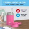 THERMOS FUNTAINER Insulated Food Jar, 16 Ounce, Kid Friendly Food Jar with Foldable Spoon, Matte Black(Neon Pink)