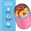 THERMOS FUNTAINER Insulated Food Jar, 16 Ounce, Kid Friendly Food Jar with Foldable Spoon, Matte Black(Neon Pink)