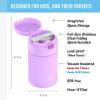 THERMOS FUNTAINER Insulated Food Jar, 16 Ounce, Kid Friendly Food Jar with Foldable Spoon, Matte Black(Neon Purple)