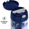 THERMOS FUNTAINER Insulated Food Jar, 16 Ounce, Kid Friendly Food Jar with Foldable Spoon, Matte Black(Tie Dye)