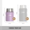 THERMOS Stainless King Vacuum-Insulated Food Jar with Spoon, 16 Ounce, Midnight Blue(Matte Lavender)