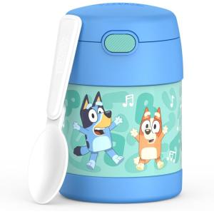 THERMOS FUNTAINER Insulated Food Jar, 10 Ounce, Kid Friendly Food Jar with Foldable Spoon, Pink(Bluey)