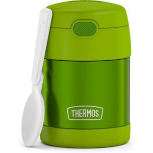 THERMOS FUNTAINER Insulated Food Jar, 10 Ounce, Kid Friendly Food Jar with Foldable Spoon, Pink(Lime)