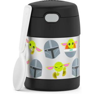 THERMOS FUNTAINER Insulated Food Jar, 10 Ounce, Kid Friendly Food Jar with Foldable Spoon, Pink(Mandalorian)