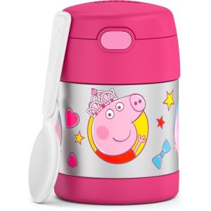 THERMOS FUNTAINER Insulated Food Jar, 10 Ounce, Kid Friendly Food Jar with Foldable Spoon, Pink(Peppa Pig)