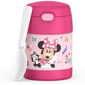 THERMOS FUNTAINER Insulated Food Jar, 10 Ounce, Kid Friendly Food Jar with Foldable Spoon, Pink(Preschool Minnie)