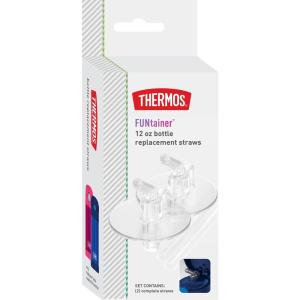 THERMOS FUNtainer 12 Ounce Insulated Kids Water Bottle Replacement Straws, 4 Straws(Clear)