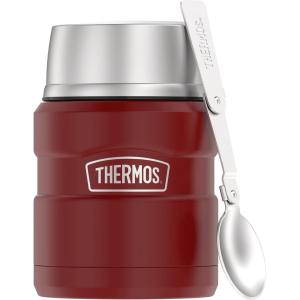 THERMOS Stainless King Vacuum-Insulated Food Jar with Spoon, 16 Ounce, Midnight Blue(Rustic Red)