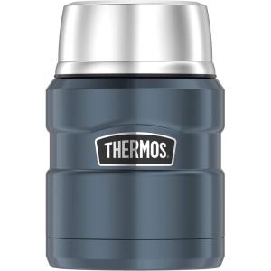 THERMOS Stainless King Vacuum-Insulated Food Jar with Spoon, 16 Ounce, Midnight Blue(Slate)