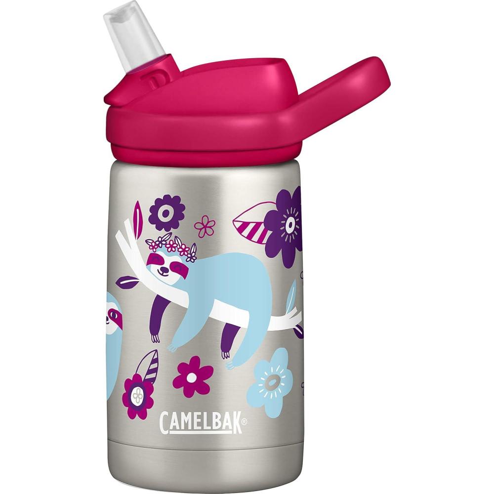 imageCamelBak Eddy Kids Bite Valve Straw Insulated Stainless Steel Water Bottle Biking Dogs 12ozFlowerchild Sloth Steel