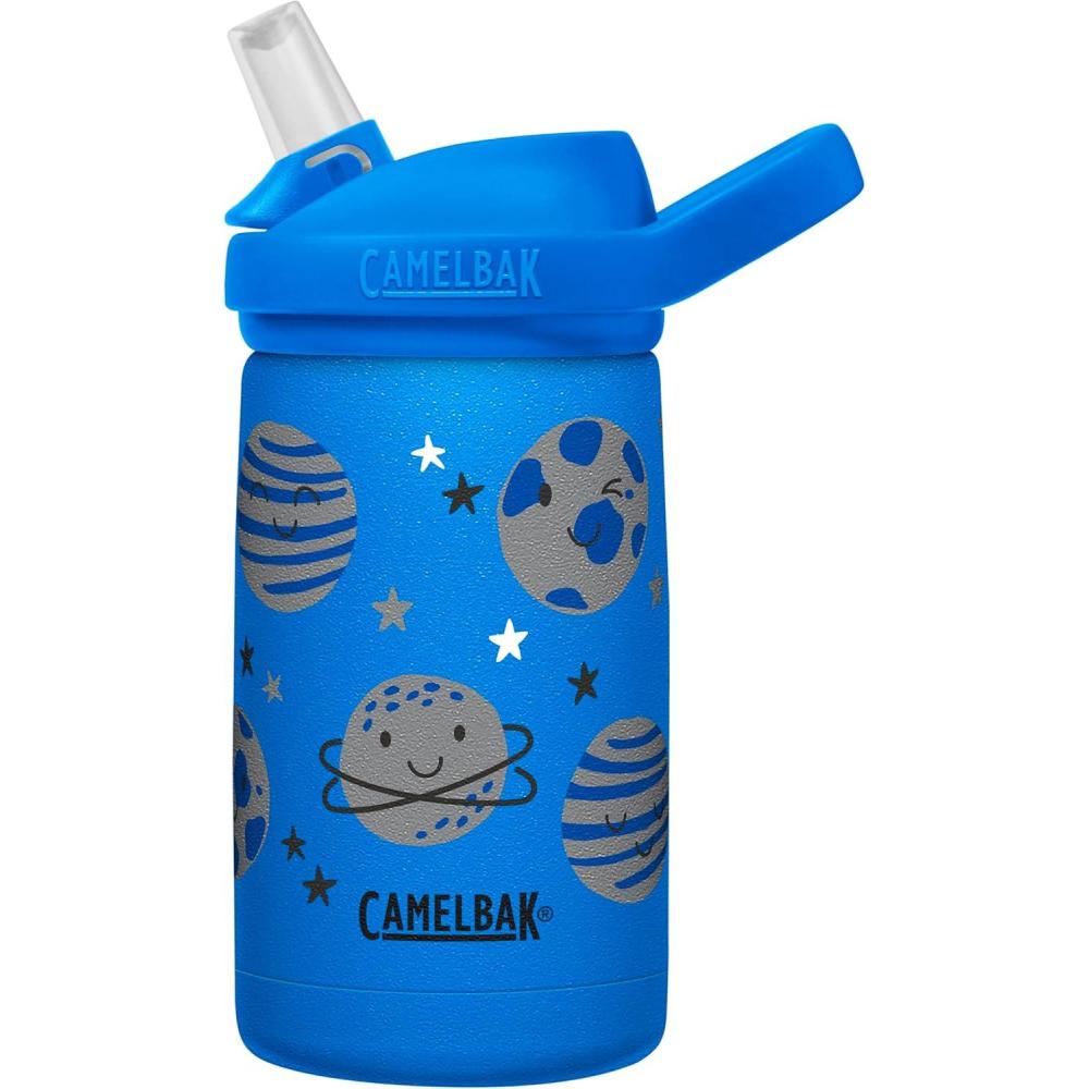 imageCamelBak Eddy Kids Bite Valve Straw Insulated Stainless Steel Water Bottle Biking Dogs 12ozSpace Smiles