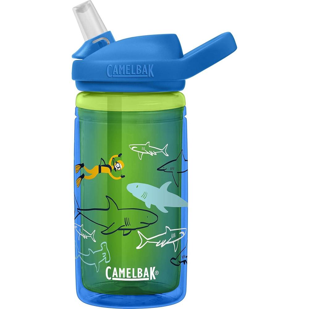 imageCamelBak Eddy Kids Bite Valve Straw Insulated Tritan Renew Water BottleScuba Sharks