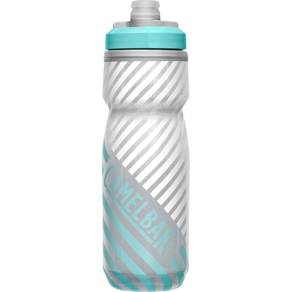 imageCamelBak Podium Chill Bike Insulated Squeeze Water Bottle Black 21ozGreyTeal Stripe