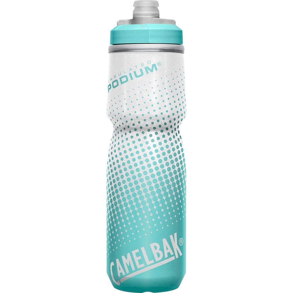imageCamelBak Podium Chill Bike Insulated Squeeze Water Bottle WhiteBlack 24ozTeal Dot