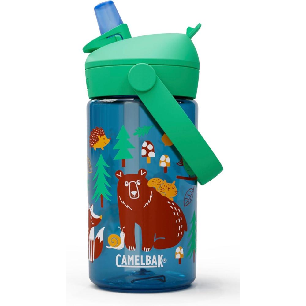 imageCamelBak Thrive Flip Straw Kids Bite Valve Tritan Renew Water Bottle 14ozFriendly Forest