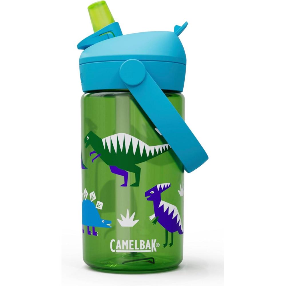 imageCamelBak Thrive Flip Straw Kids Bite Valve Tritan Renew Water Bottle 14ozHip Dinos