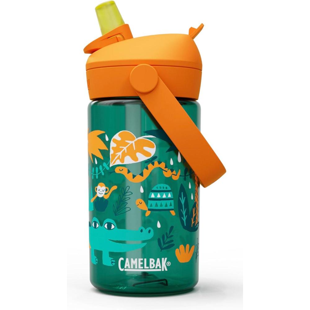 imageCamelBak Thrive Flip Straw Kids Bite Valve Tritan Renew Water Bottle 14ozJungle Animals