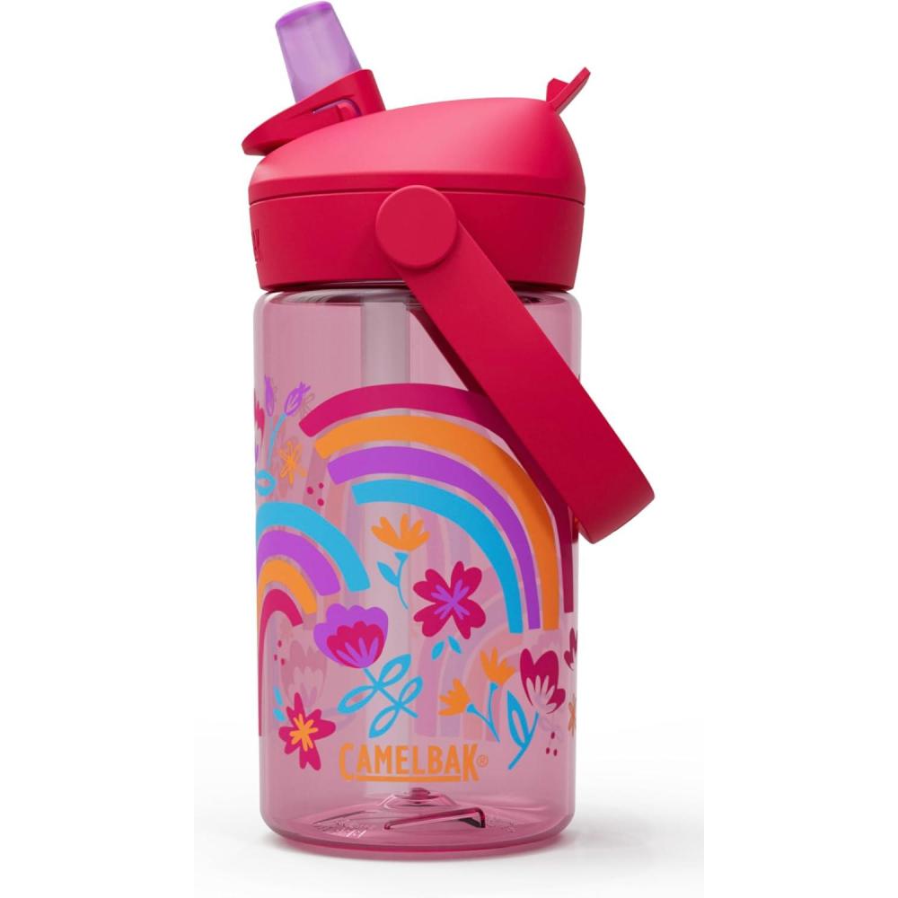 imageCamelBak Thrive Flip Straw Kids Bite Valve Tritan Renew Water Bottle 14ozRainbow Floral