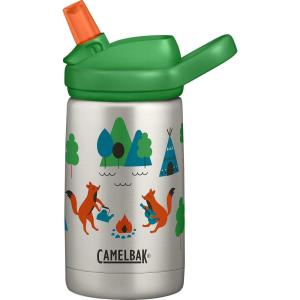 CamelBak Eddy+ Kids Bite Valve Straw Insulated Stainless Steel Water Bottle Biking Dogs, 12oz(Camping Foxes)